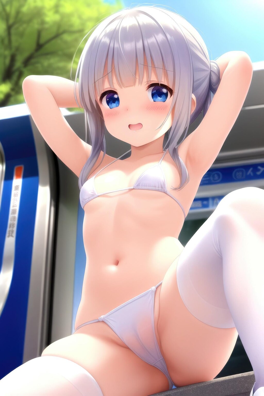 マイクロビキニの銀髪娘（R-18）
