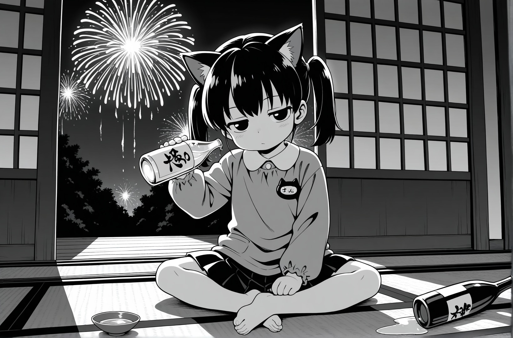 遠くで花火を聞きながら