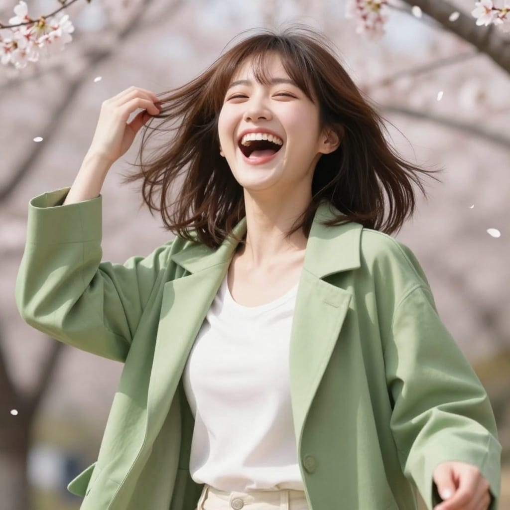桜並木を散歩
