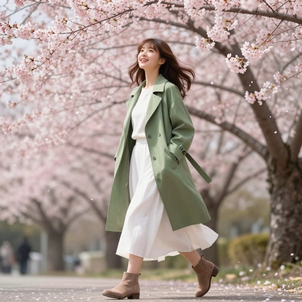 桜並木を散歩