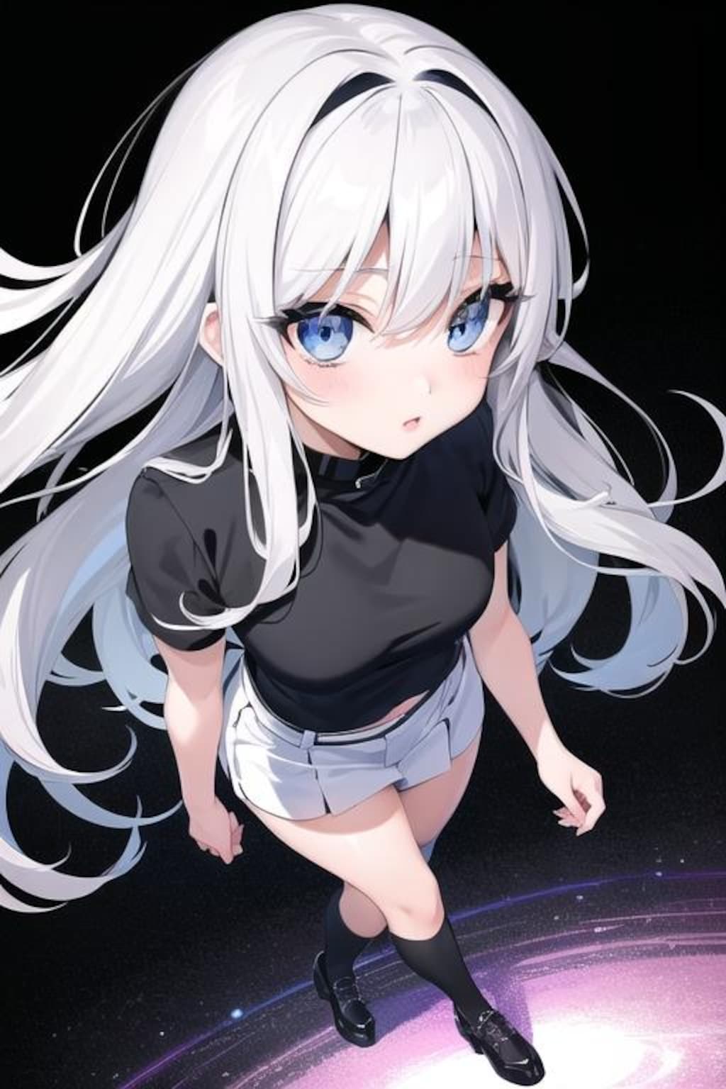 夜の銀髪娘