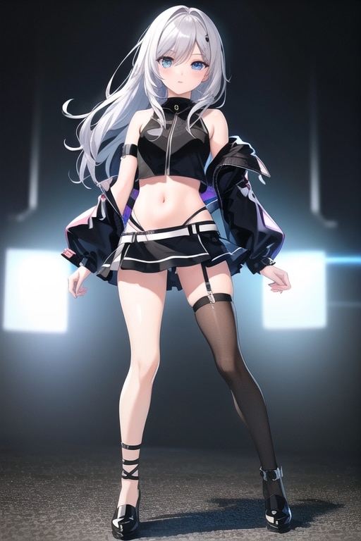 夜の銀髪娘 | の人気AIイラスト・グラビア