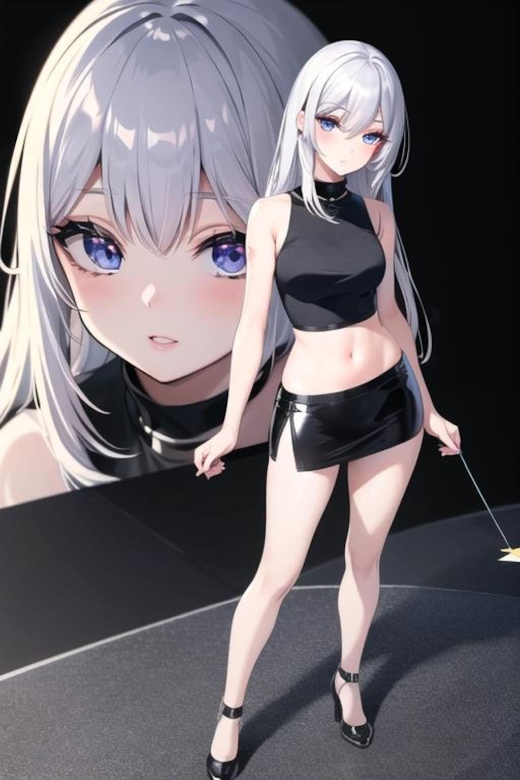 夜の銀髪娘