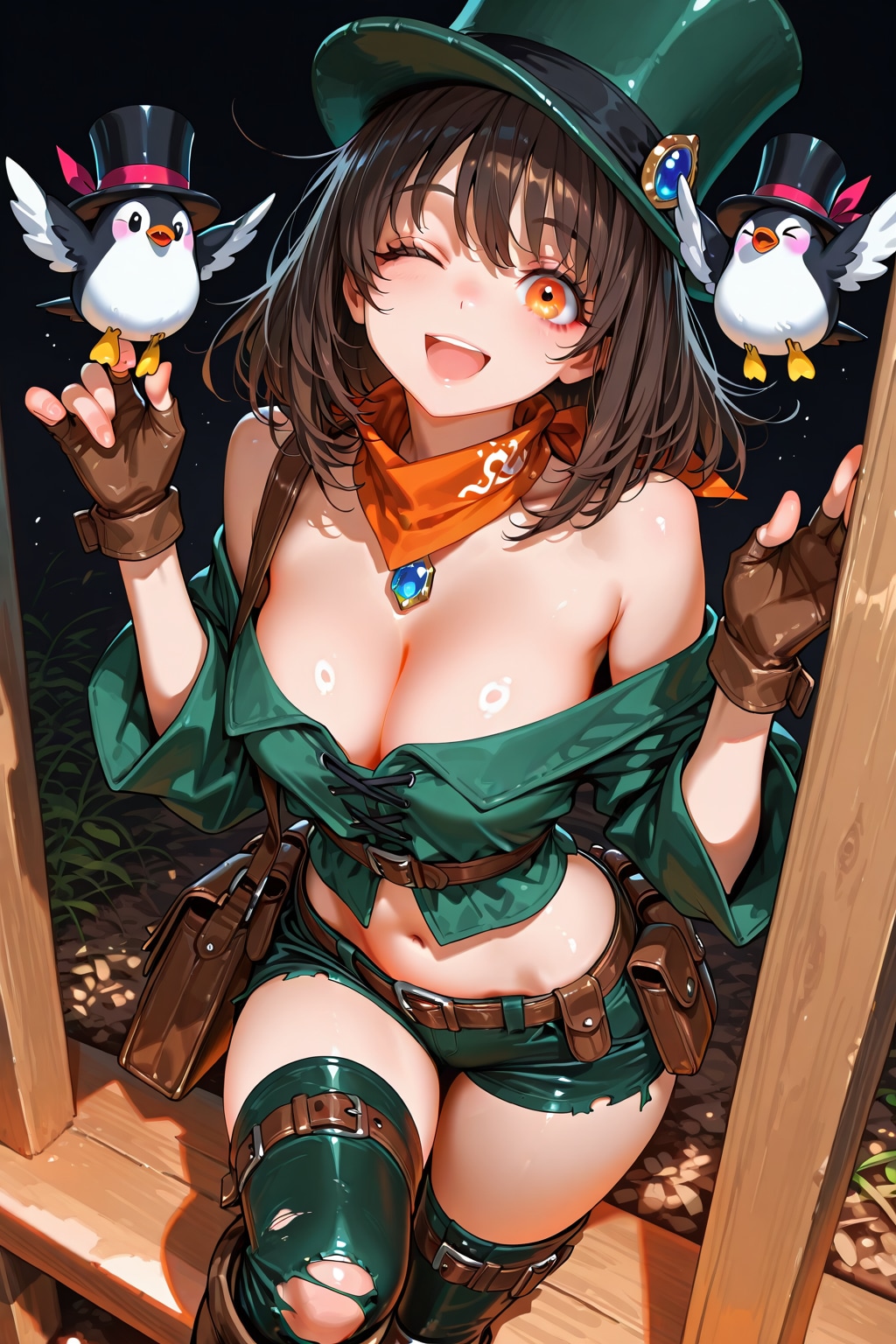 呪いのシルクハットを装備したシーフさん