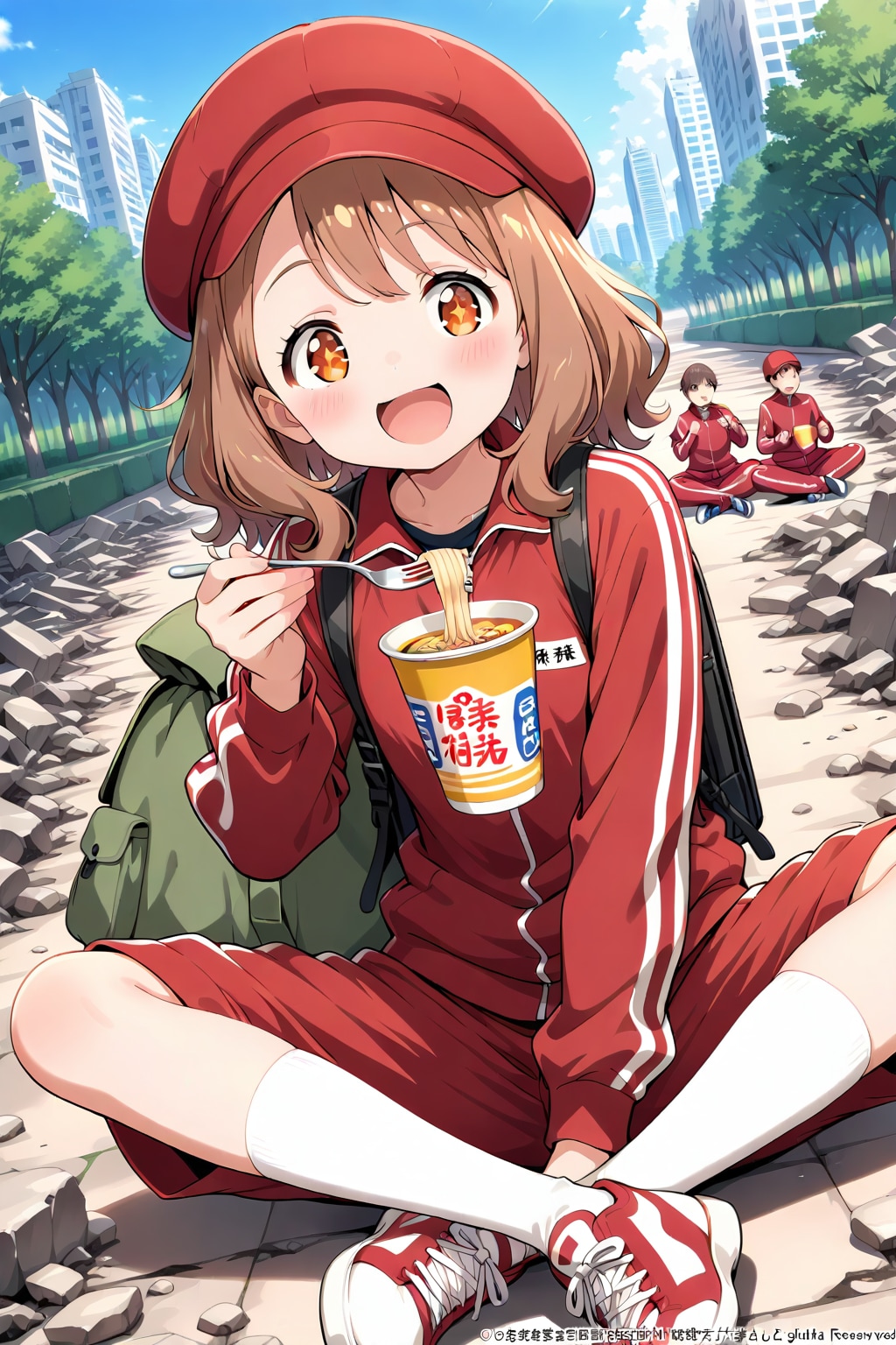 初めて見るカップ麵の食品サンプルに目を輝かせるふわ子