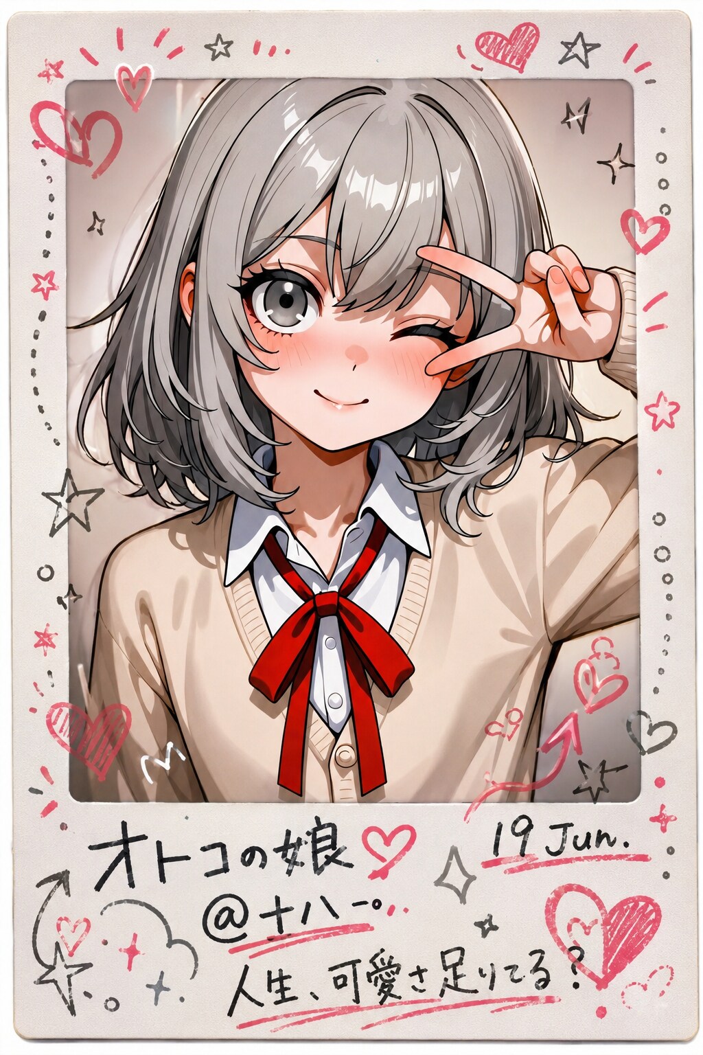 デコフォトではしゃぐ男の娘