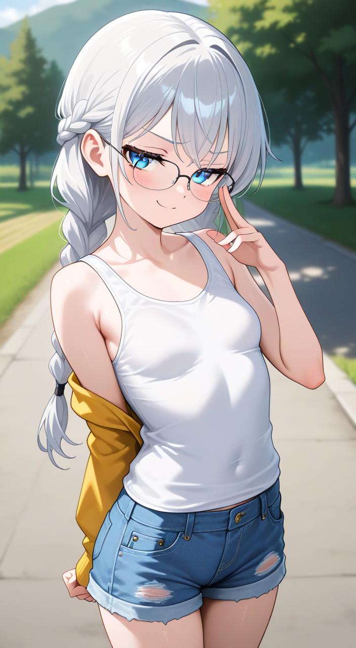 銀子メガネ三つ編み