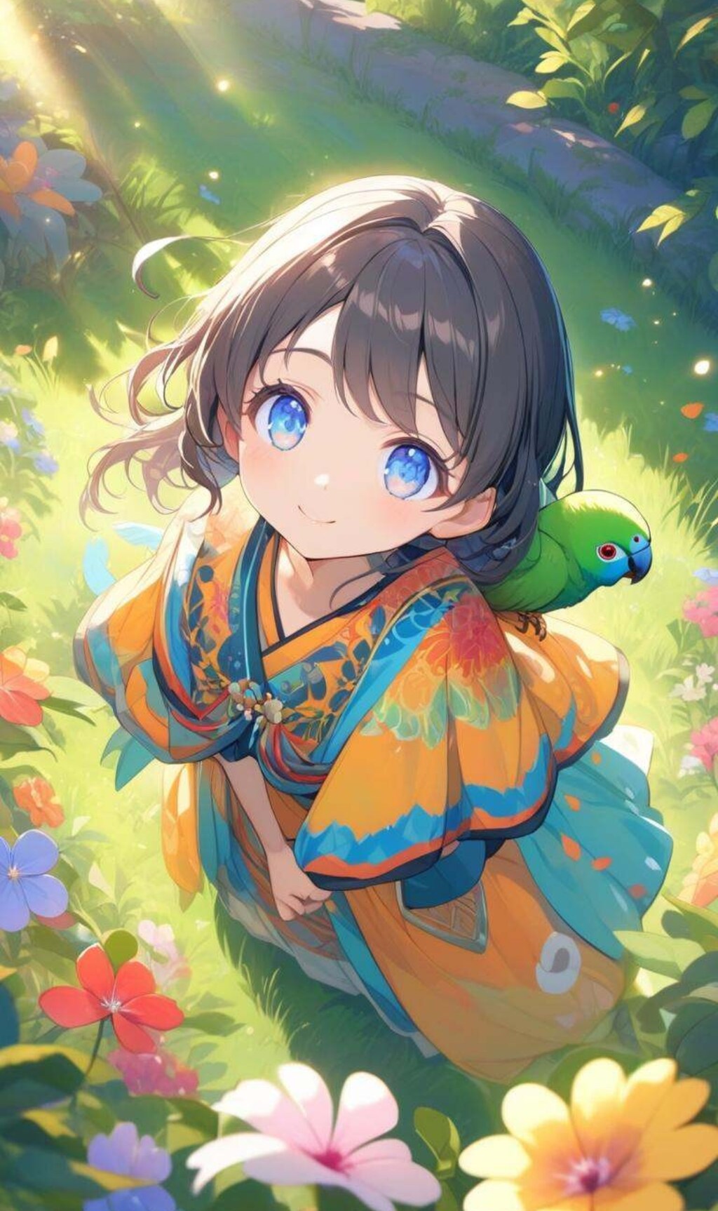 南米風の民族衣装に身を包んだ小さな女の子