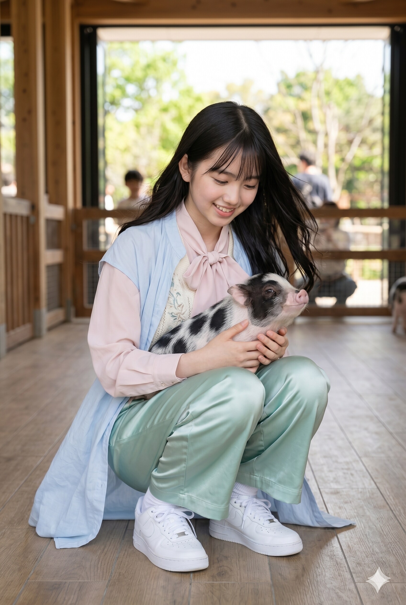 普通の美少女　ふれあい動物園・ミニブタ