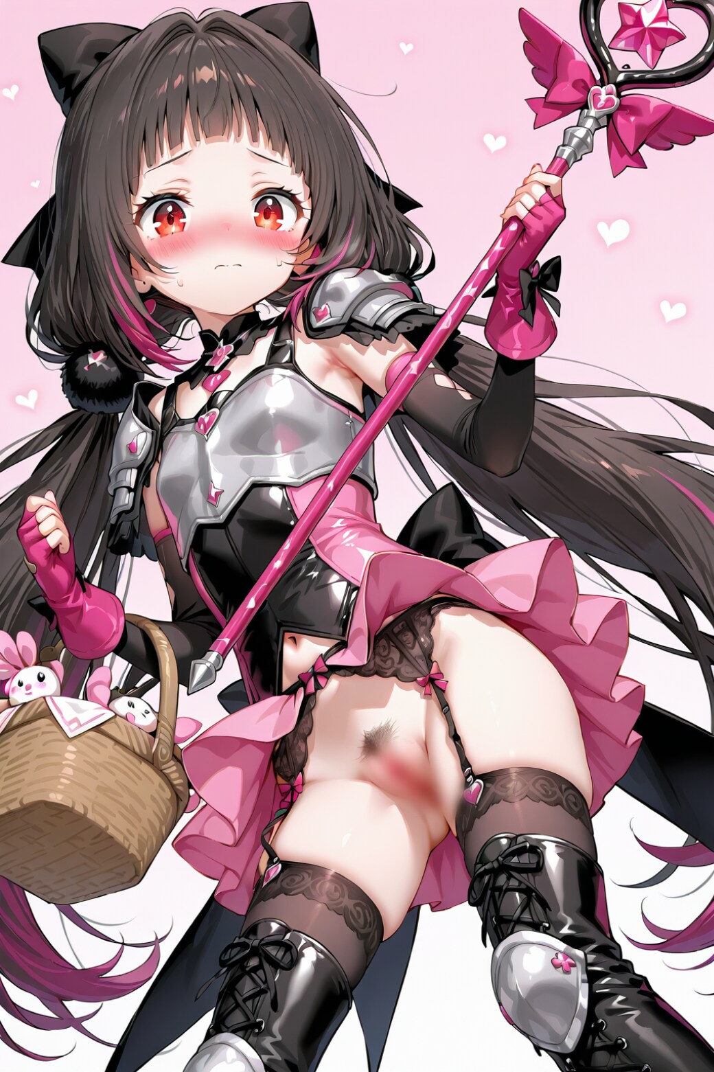大事なところを見せてる魔法少女