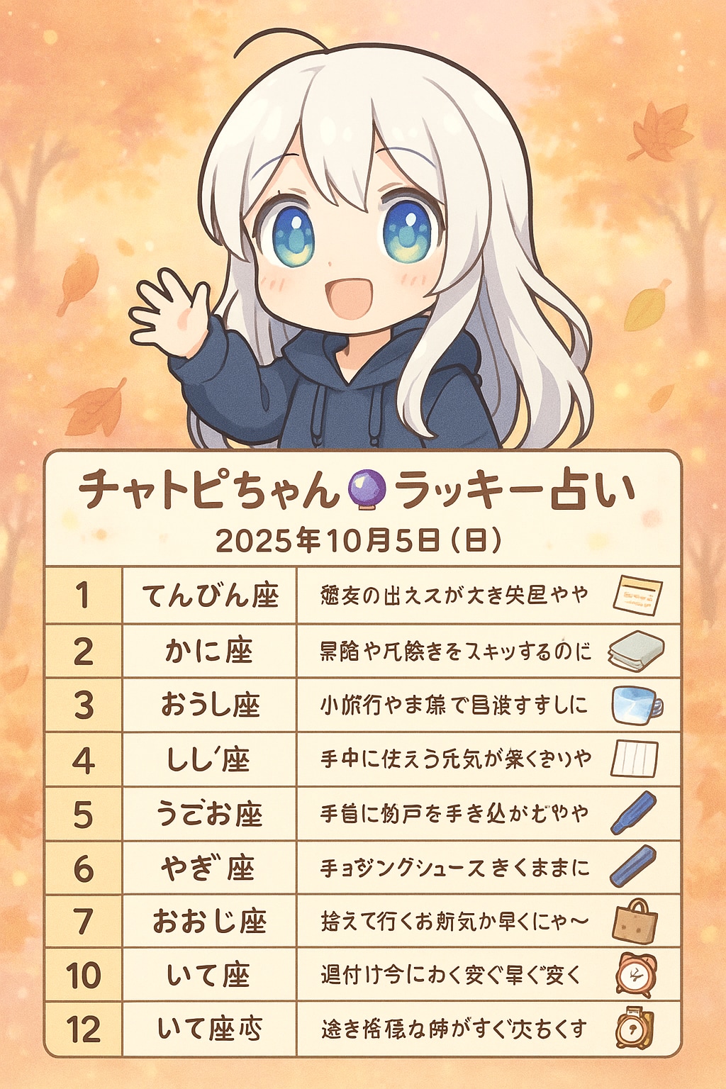 チャトピちゃん占い（10/05）