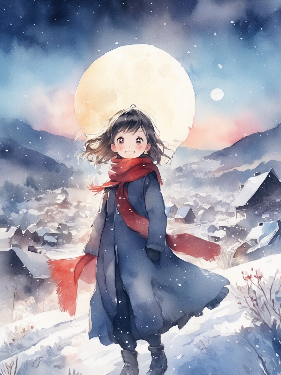 雪降る村の少女XL