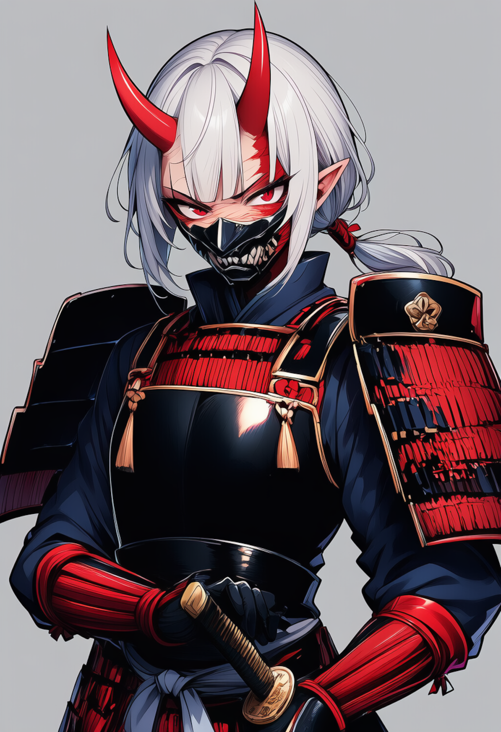 男装する鬼族の女武者さん