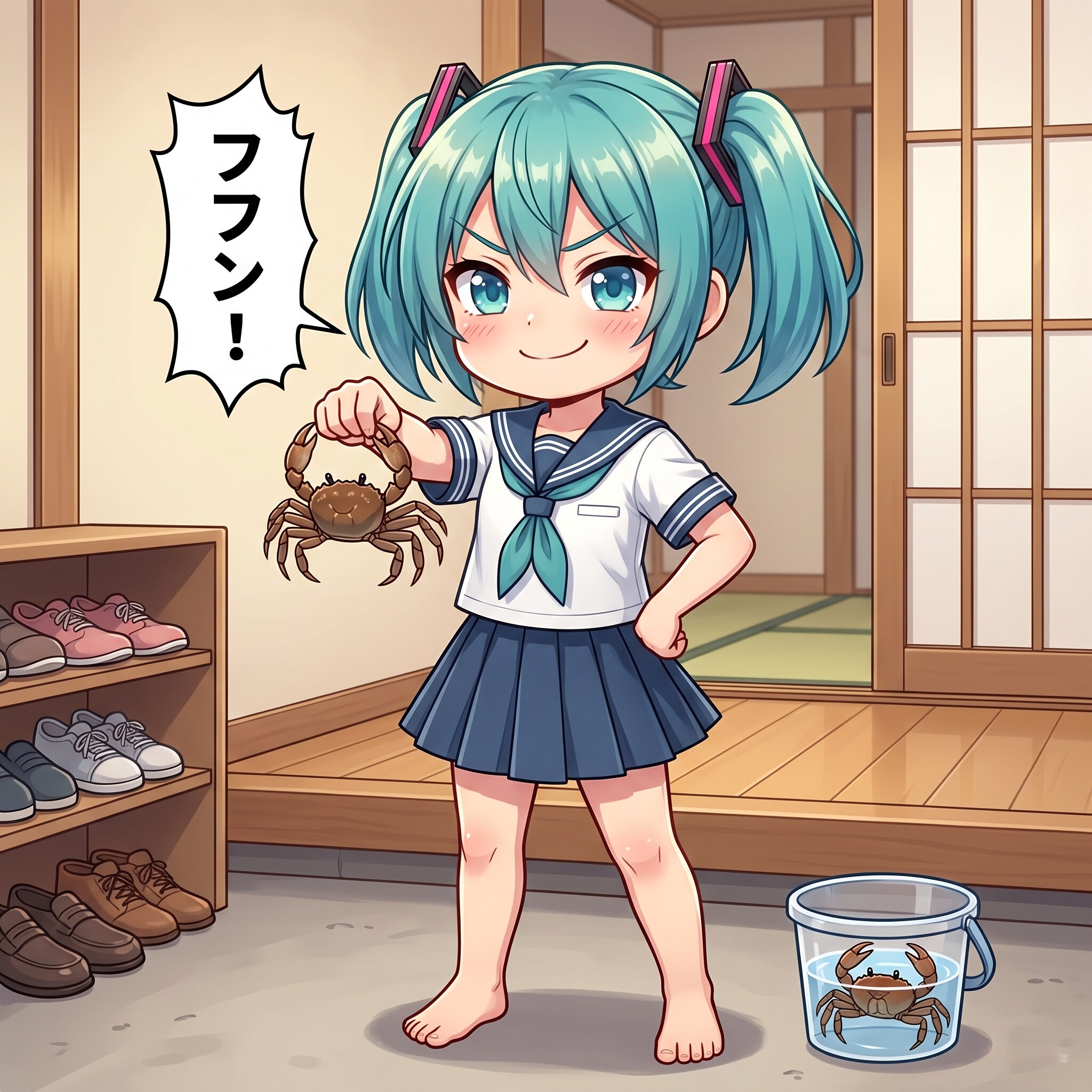 ミクちゃん挟まれるよ😅 | の人気AIイラスト・グラビア