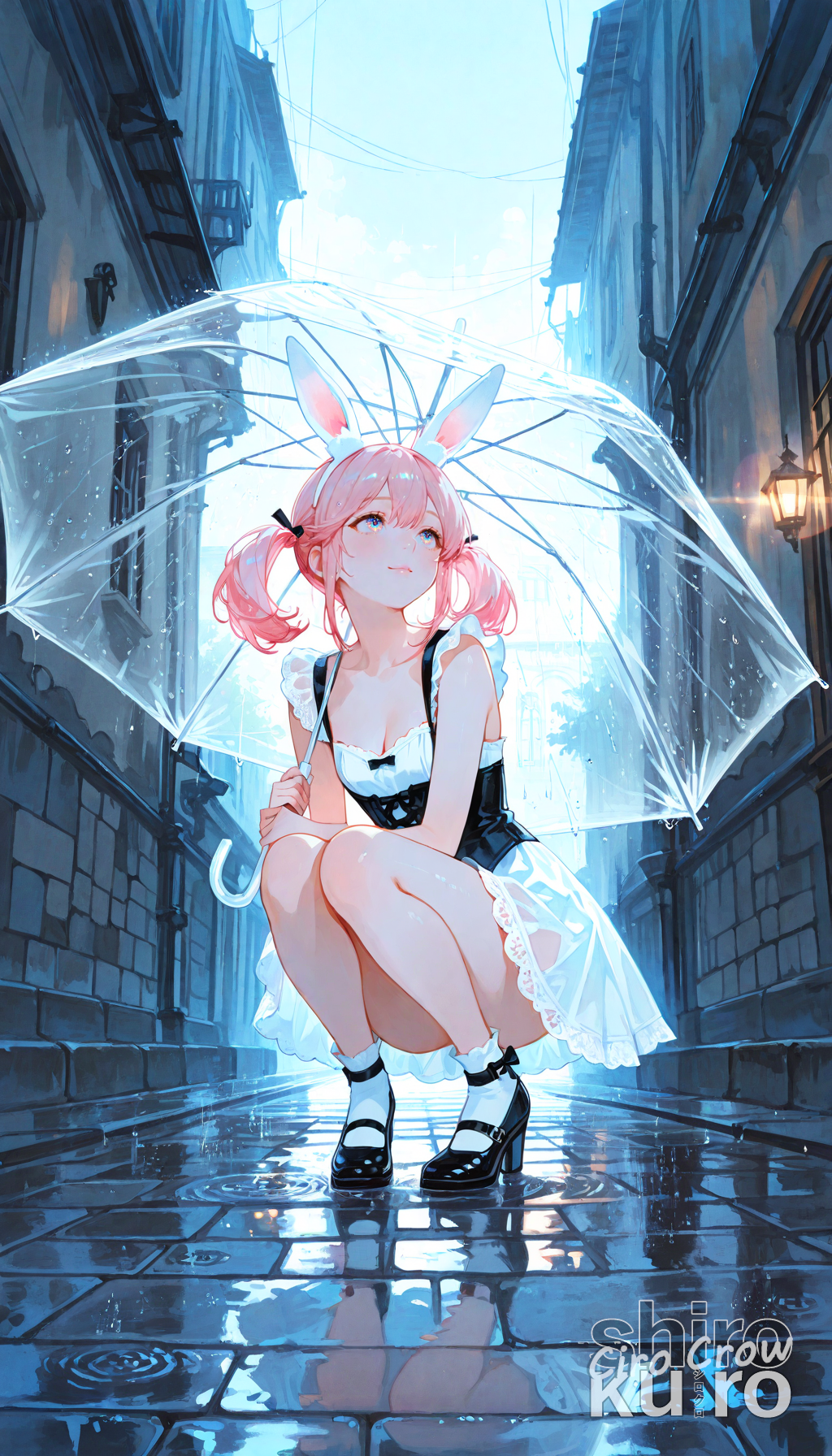 雨傘とバニーメイド
