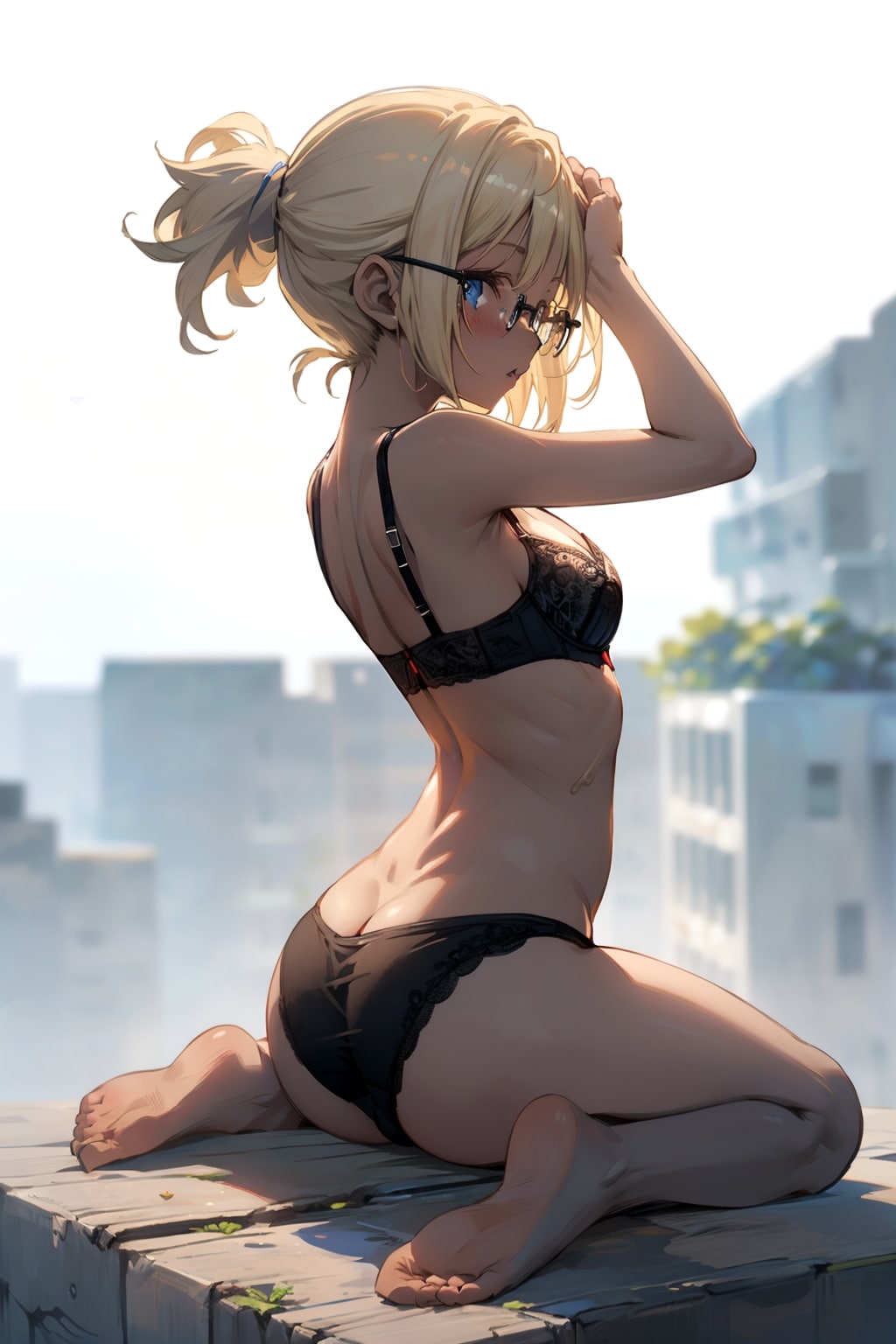 下着の眼鏡っ娘