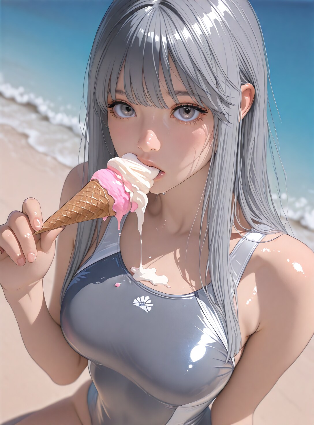 こぼすアイス