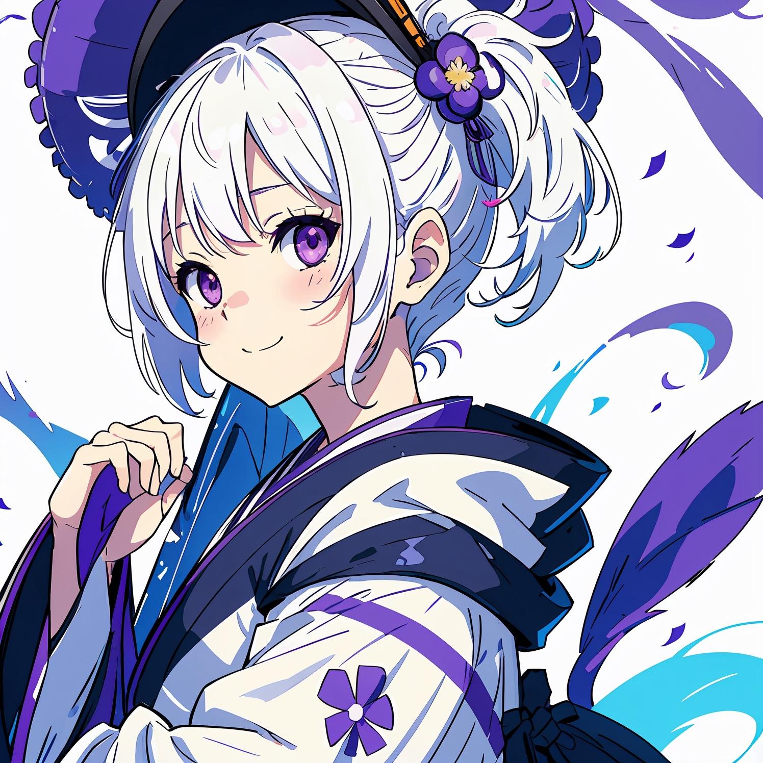 【和 - 着物】銀髪の少女 - 参