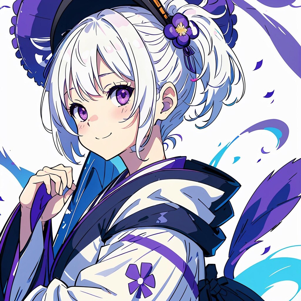【和 - 着物】銀髪の少女 - 参