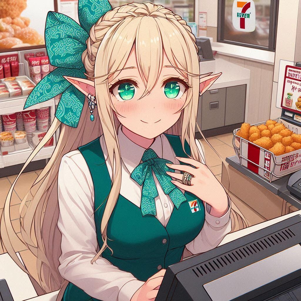 [字入答え]エルフの若奥様が〇〇を〇〇で〇〇します。(今日のファミチキください?3)