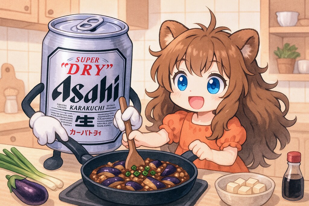 麻婆茄子を作る小さな女の子