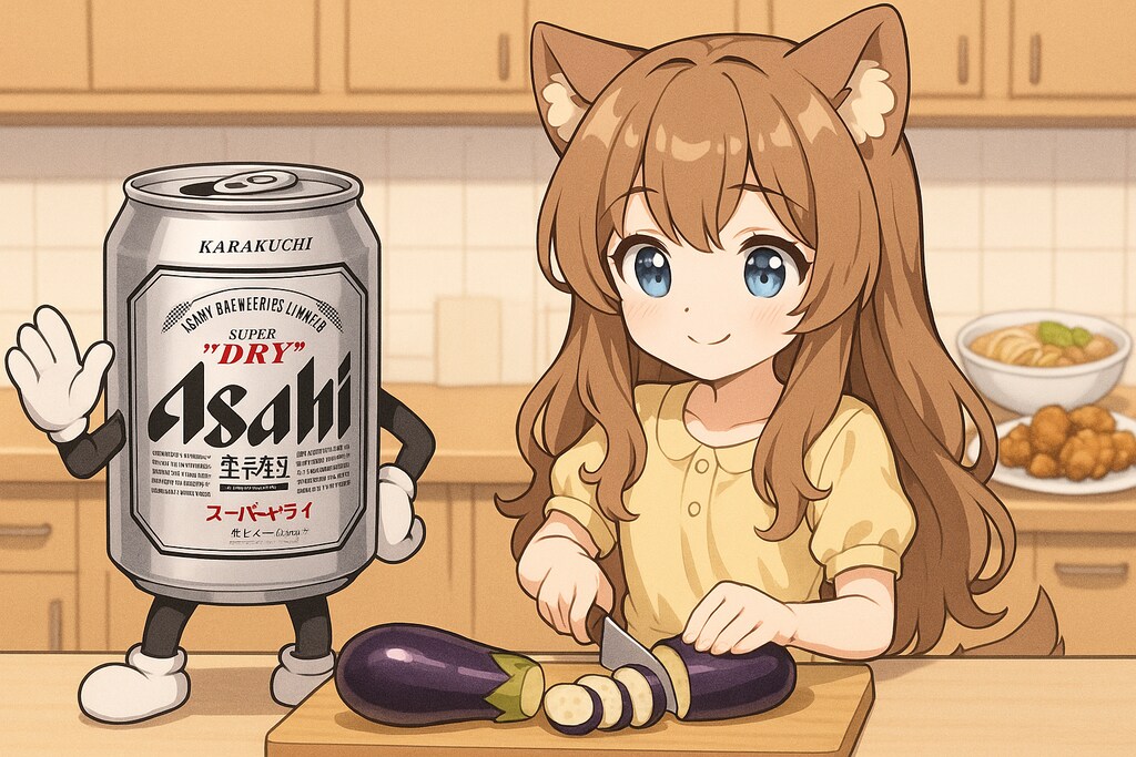 麻婆茄子を作る小さな女の子