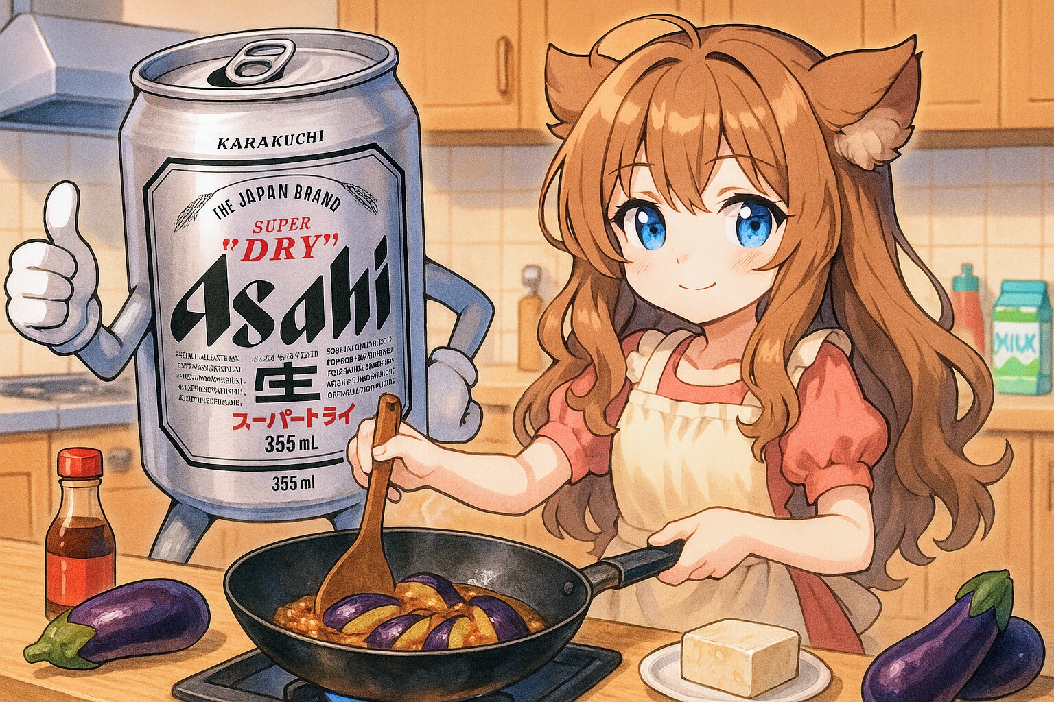 麻婆茄子を作る小さな女の子 | の人気AIイラスト・グラビア