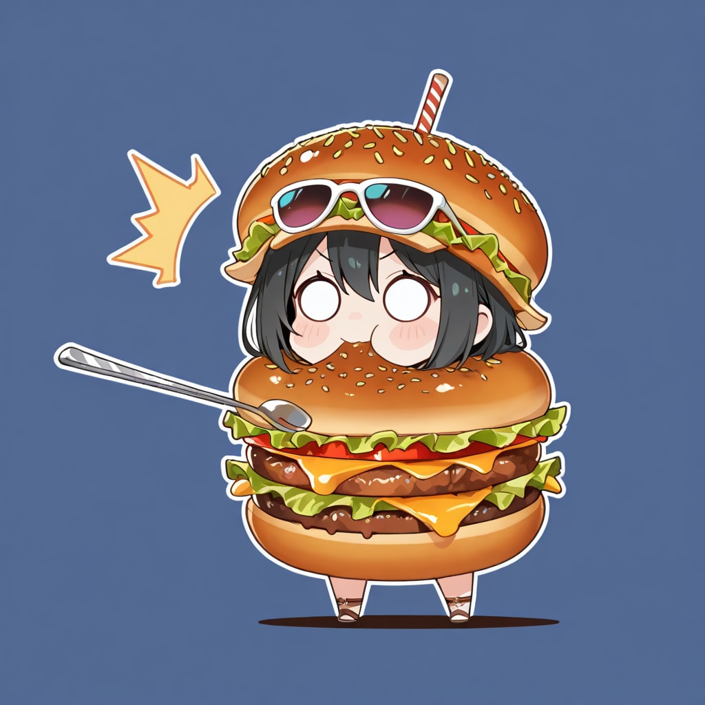 🍔と黒髪ちゃん