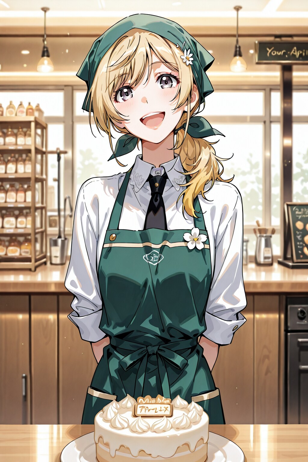 「GW中、ちょっとだけどお父さんお母さんのお店のお手伝いするんだ！あ、でもこんなかわいい看板娘がいる～なんて噂になってお店が大混雑したら、お父さんお母さん困っちゃうだろ～な～。」　 ㊒「自信家…」