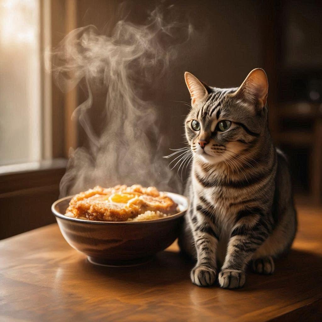 カツ丼と猫