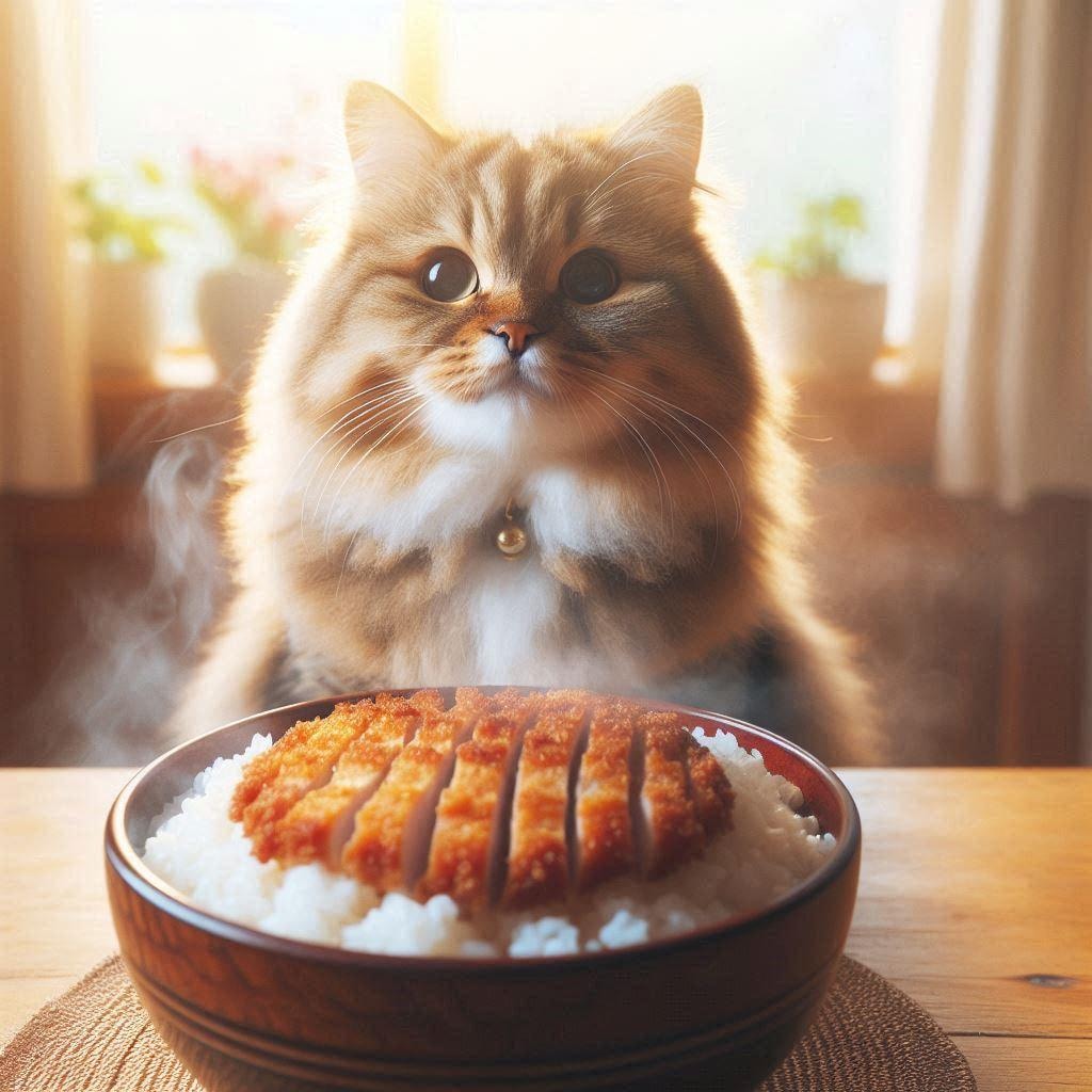 カツ丼と猫