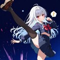銀髪赤目さん　制服ニーハイキック 2枚目