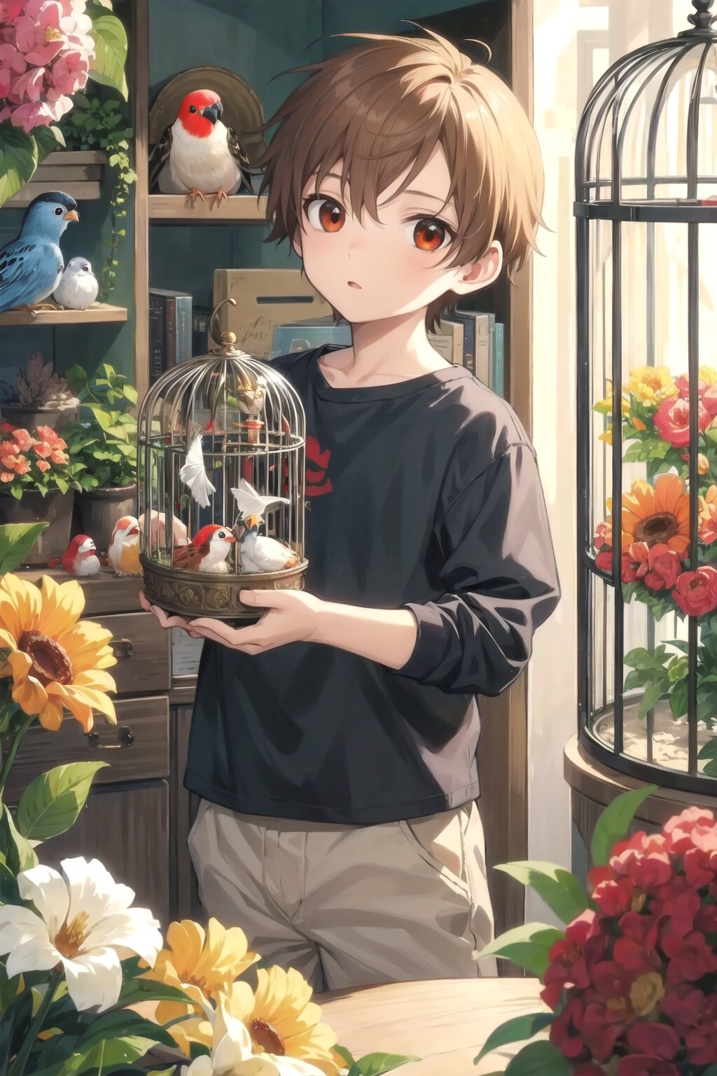 舟崎少年と錦華鳥と十姉妹