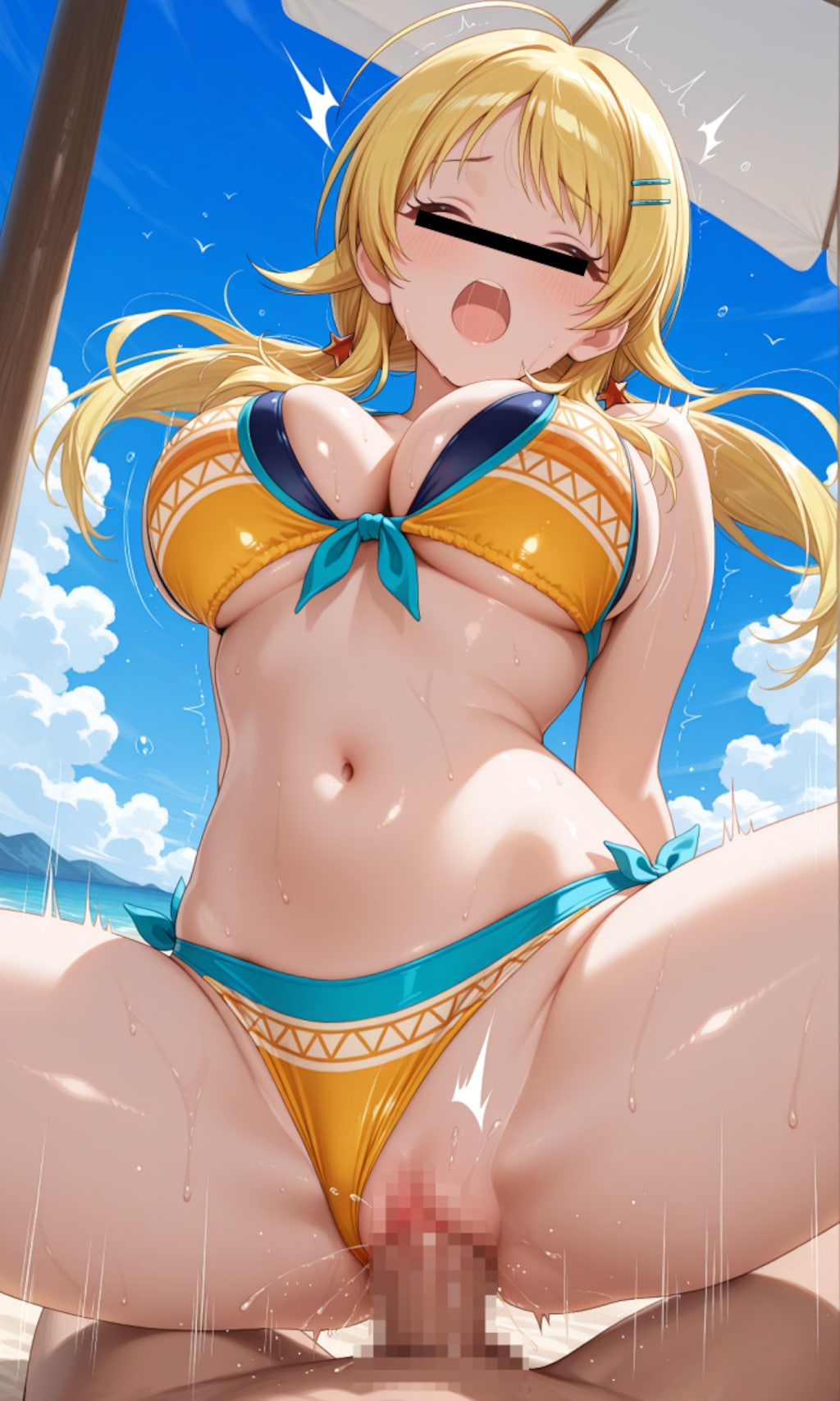 水着の某アイドルユニットとプライベートビーチでセッ〇ス三昧
