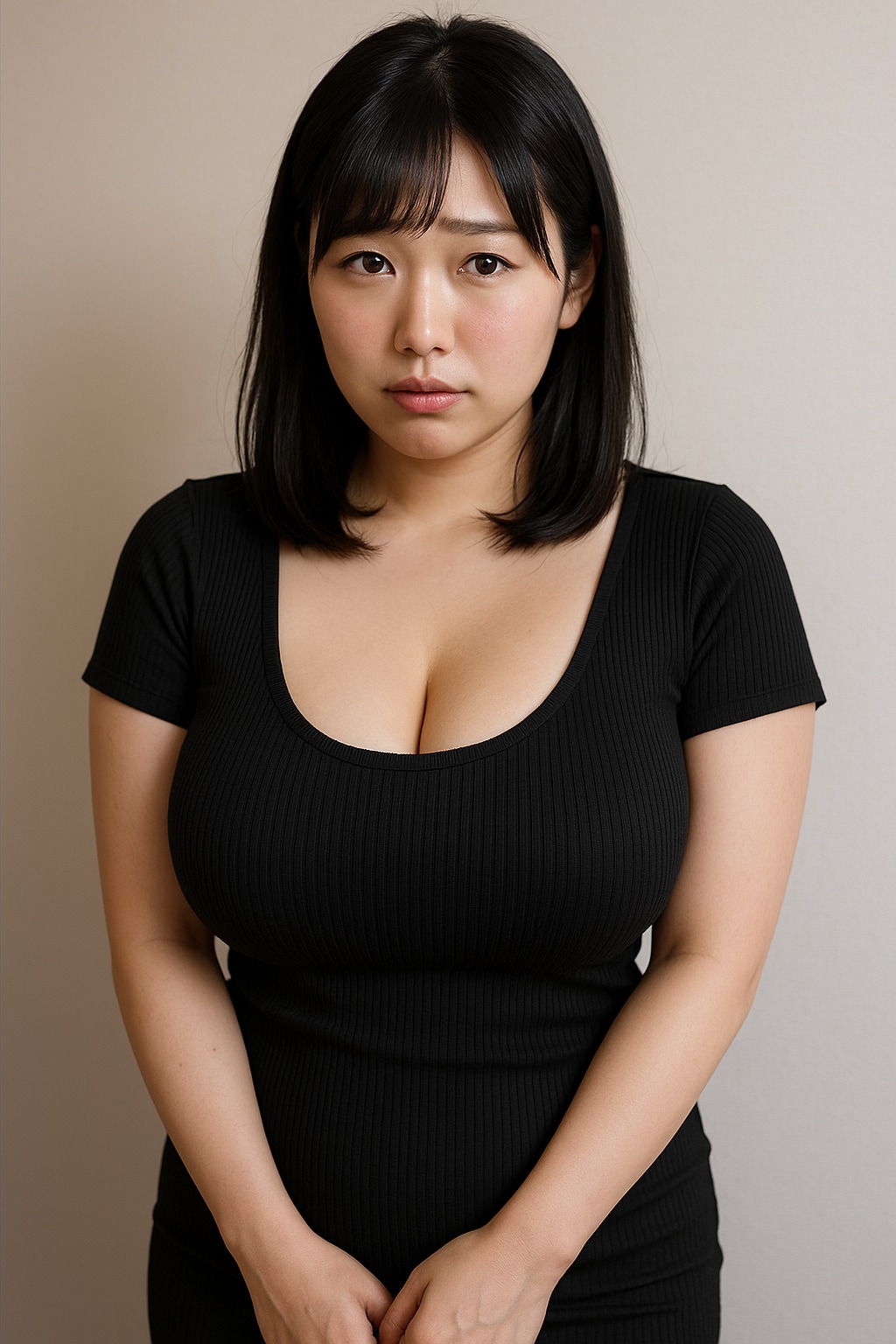 恥じらう爆乳お姉さん