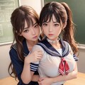 百合な構図の女子高生 7枚目