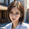 ショートヘアの眼鏡美女 6枚目