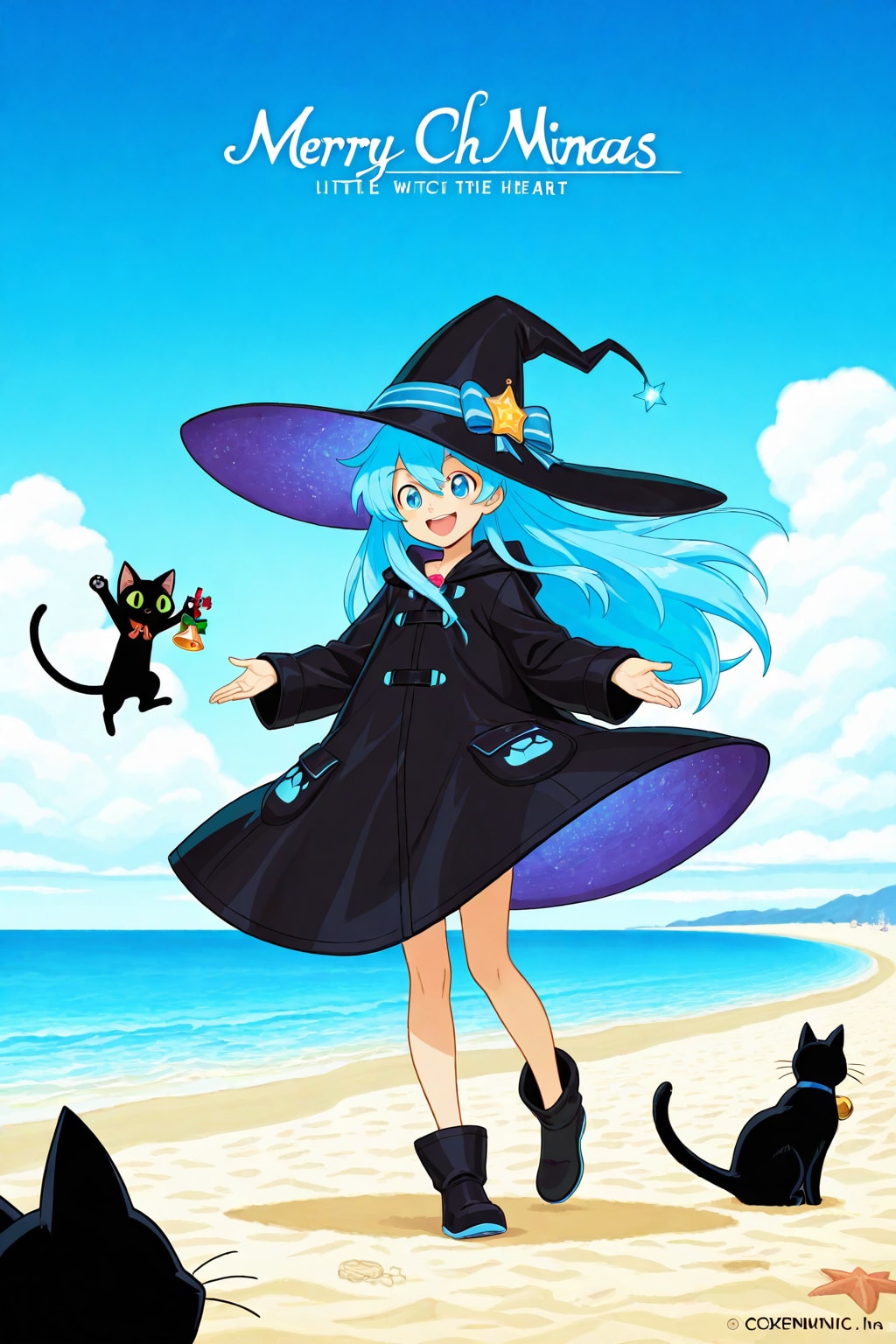 砂浜の魔女と黒猫