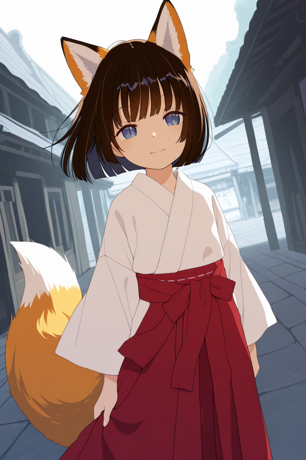 朝見かける狐娘巫女ちゃん