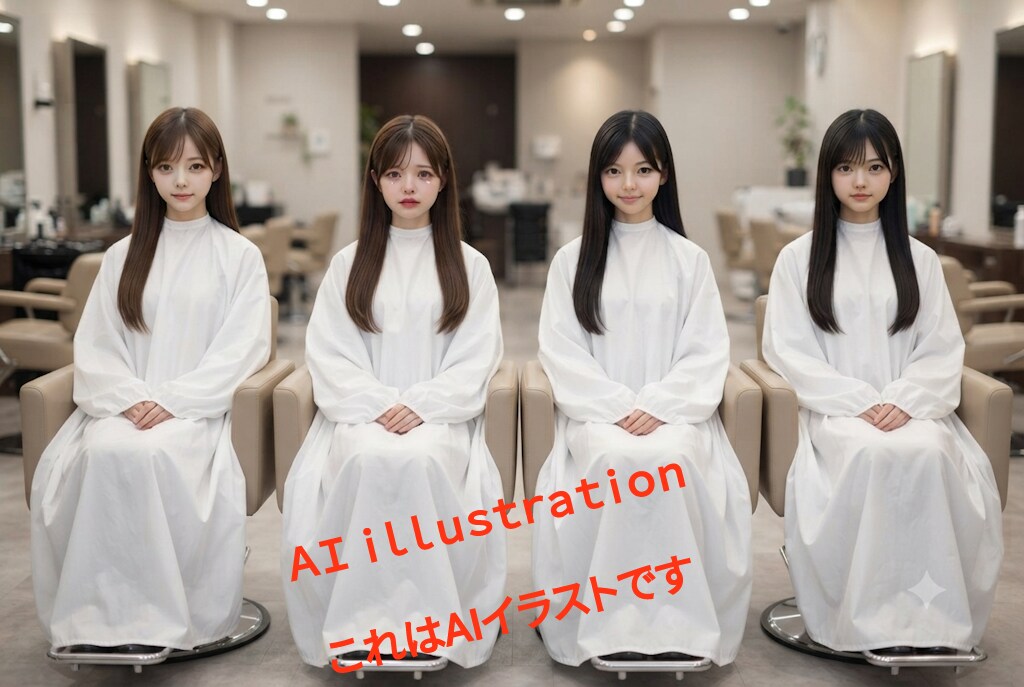 ボクにとってのふたりの初恋の美少女と、クールで大人びた美少女。 そして卒業まで長い黒髪を愛で続けた子。  AIイラストで同級生4人のヘアカット直前を描いてみた。  初恋のポニーテール美少女だけは──