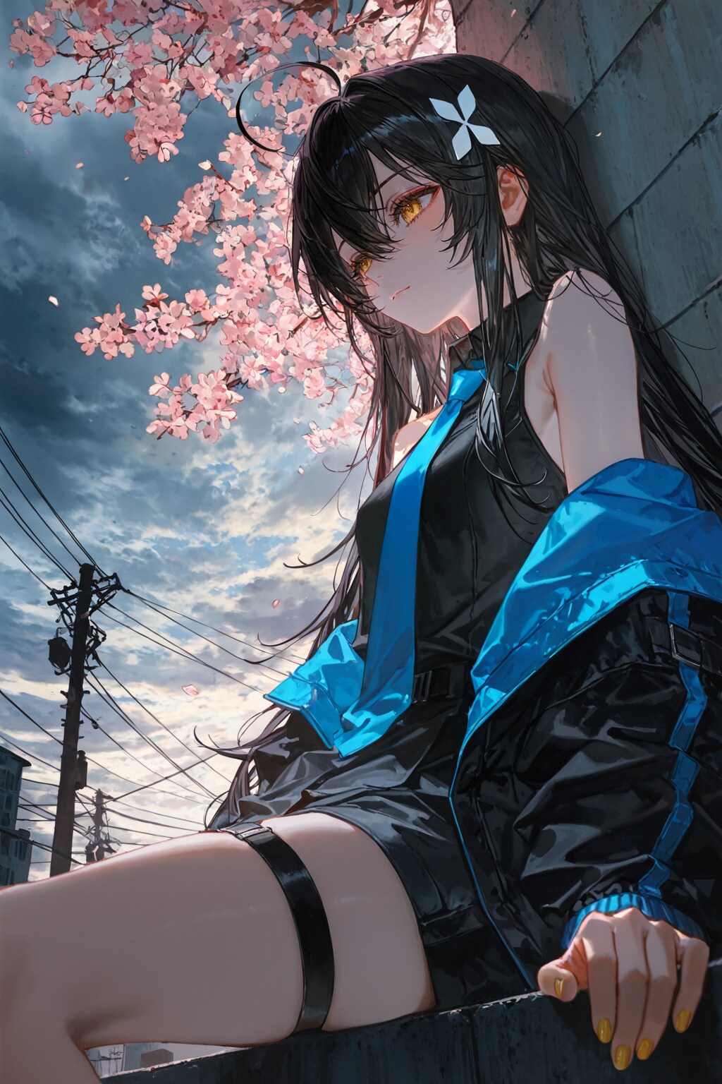 曇り空と桜 | の人気AIイラスト・グラビア