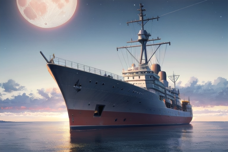 軍艦と月夜 | の人気AIイラスト・グラビア