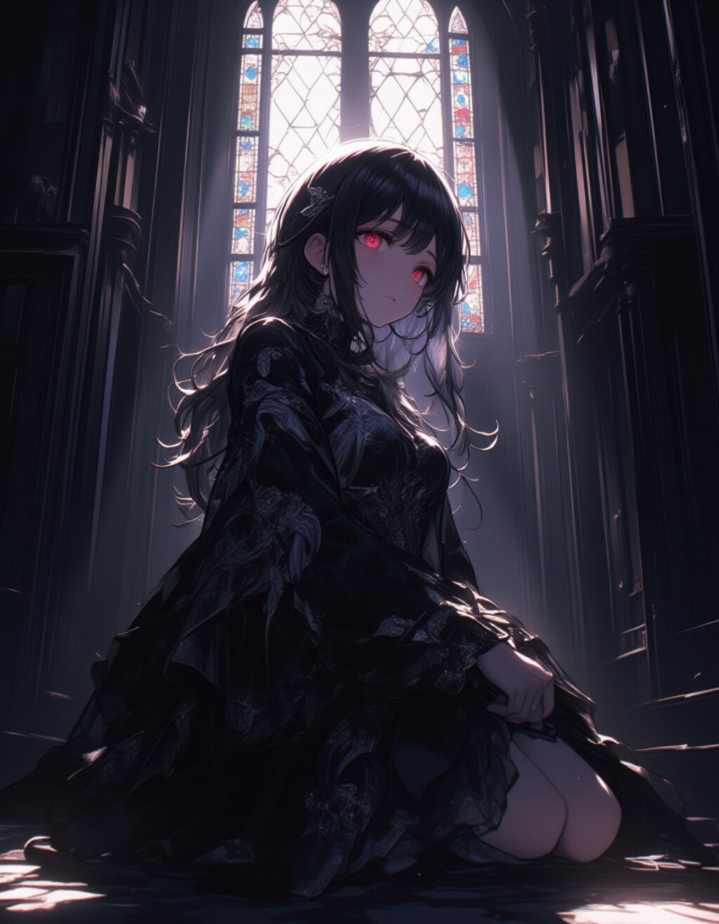 教会で信心深く懺悔するリナちゃん