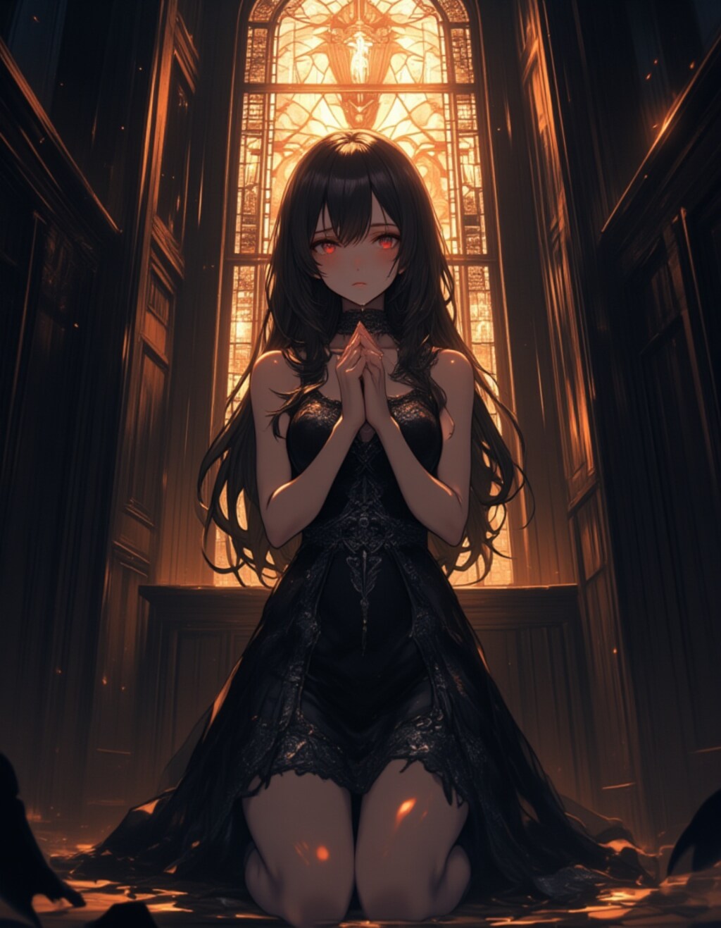 教会で信心深く懺悔するリナちゃん