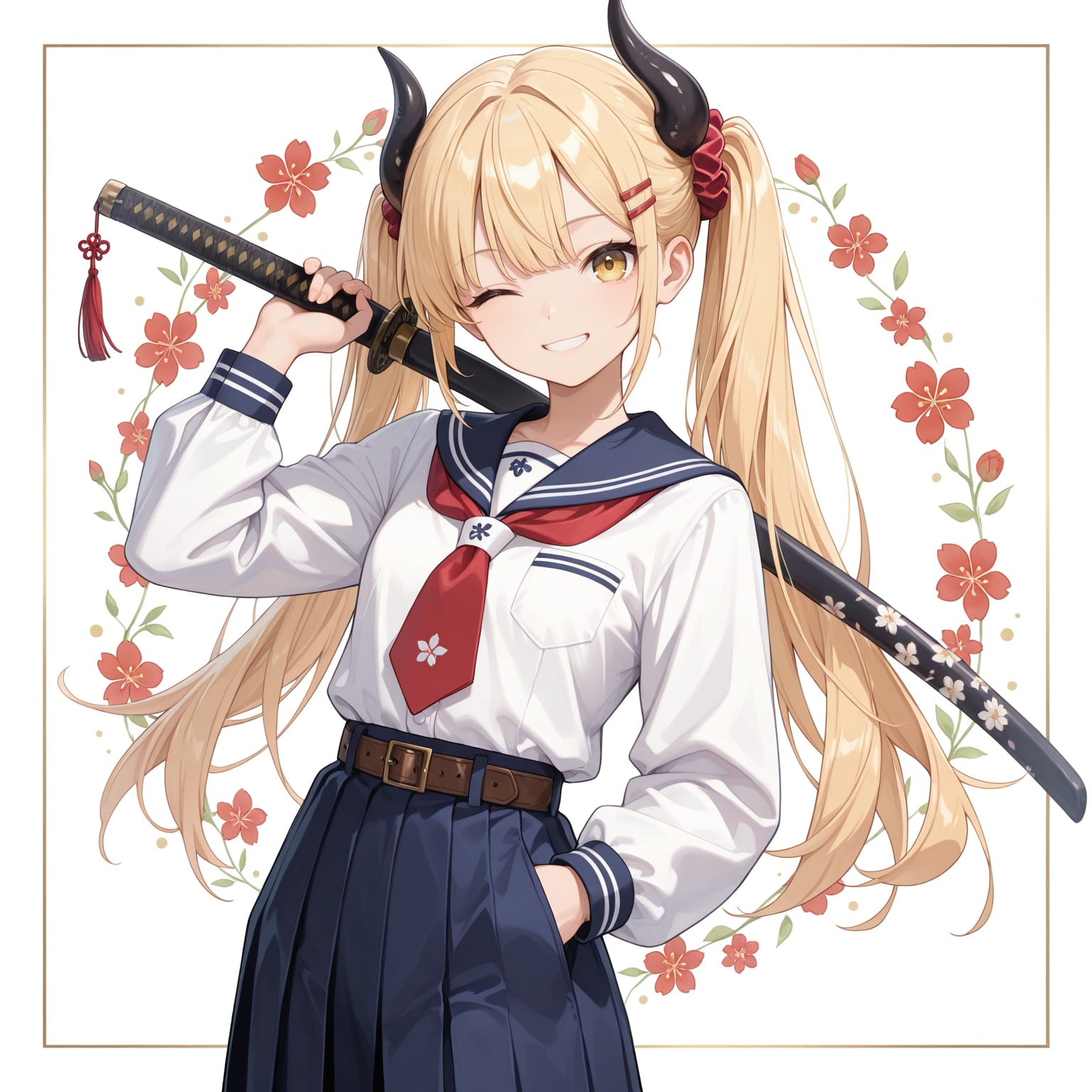 ツインテール女鬼高生さん | の人気AIイラスト・グラビア