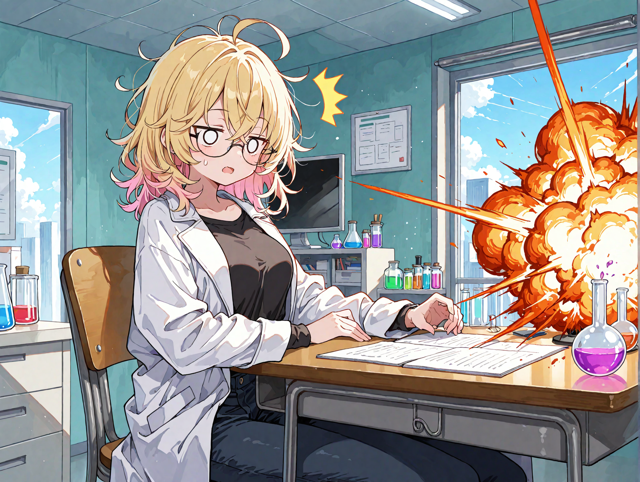 いつも実験を失敗する研究員 | の人気AIイラスト・グラビア