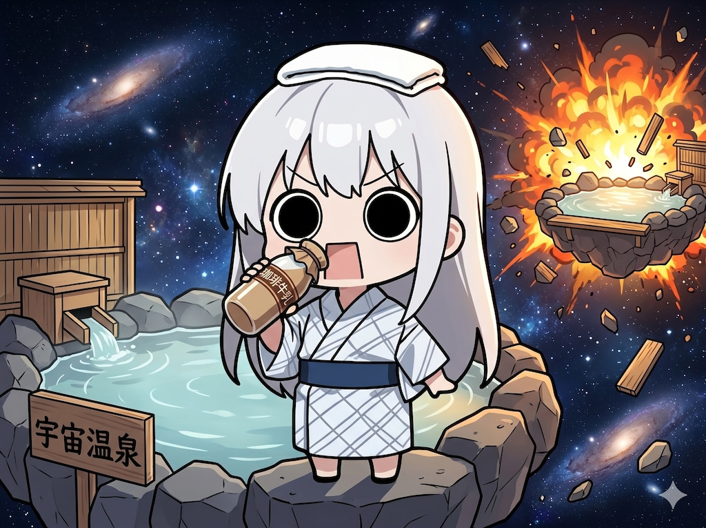 宇宙温泉を満喫してしまいよったえらいこっちゃ嬢