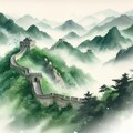 万里の長城(水墨画) 3枚目