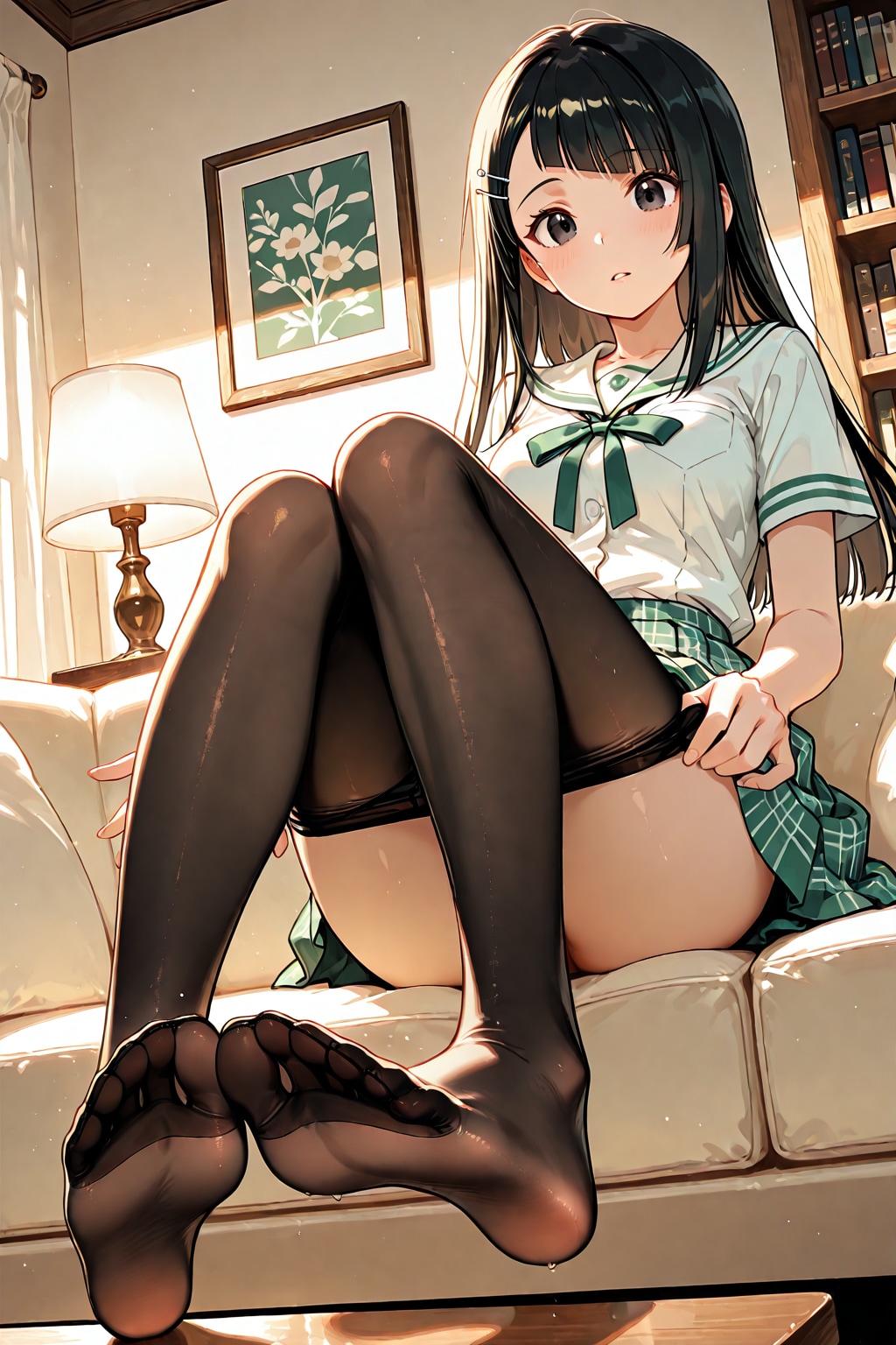 パンスト脱ぎかけ