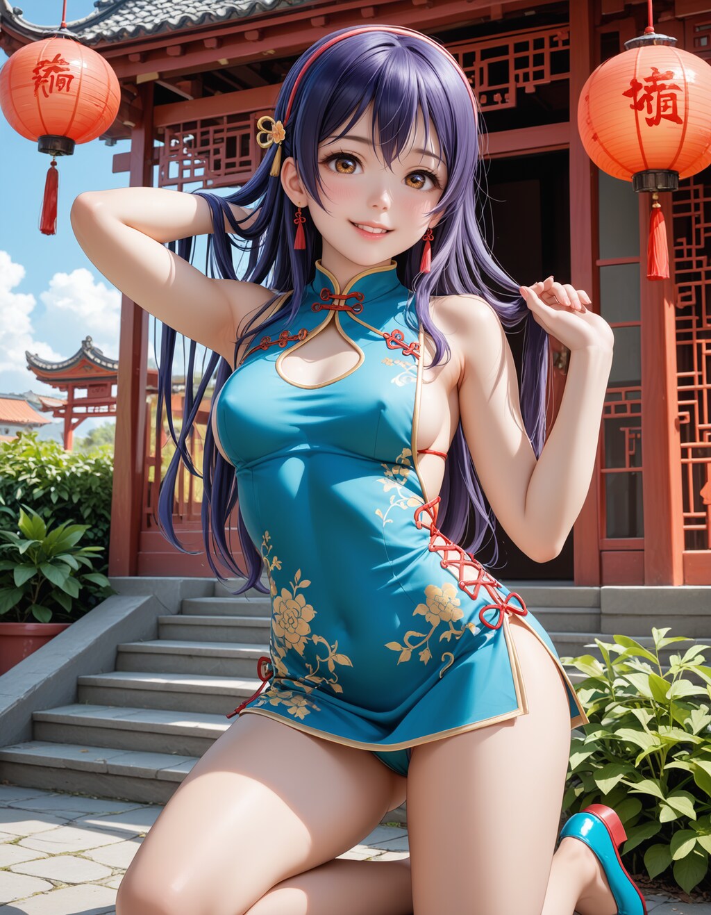 スクールアイドル⁉😅「園田海未 国立音ノ木坂学院二年生」チャイナ服Ver．【model：waiANIHENTAIPONYXL_v60